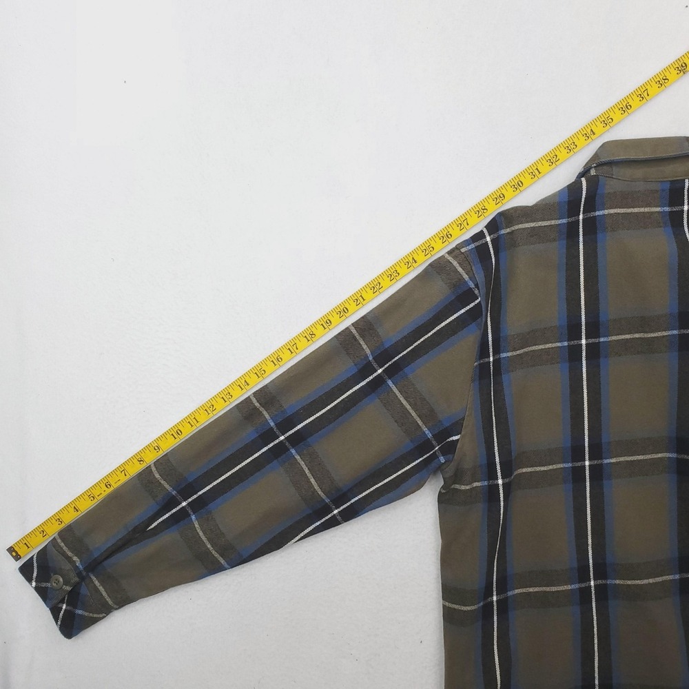 RVCA Shirt Jacket Mens Large Green Blue Plaid Lined Flannel Shacket Button Front - Picture 10 of 12